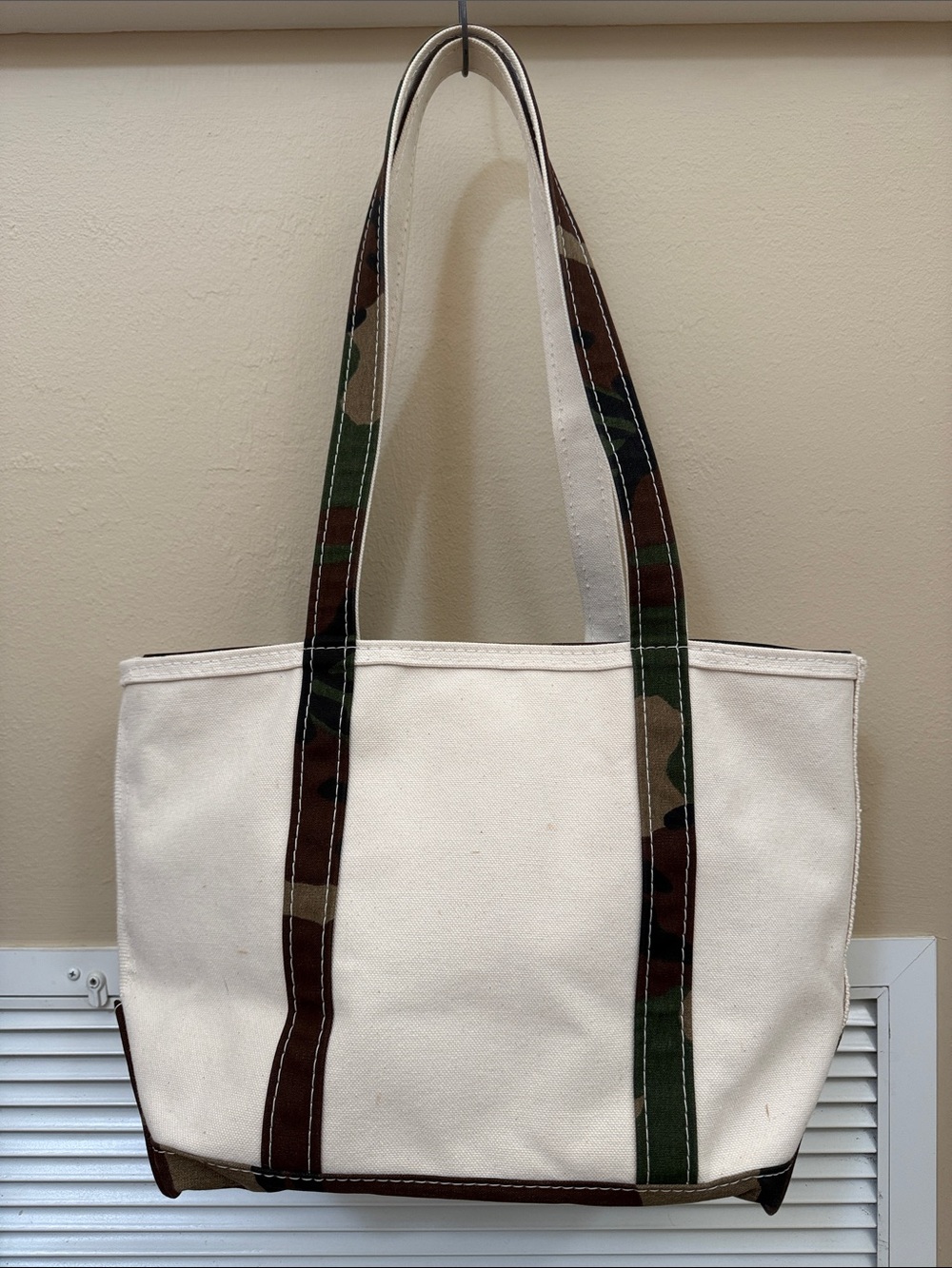 LL BEAN Boat Tote Bag Double Long Handles Zipper - Picture 2 of 8